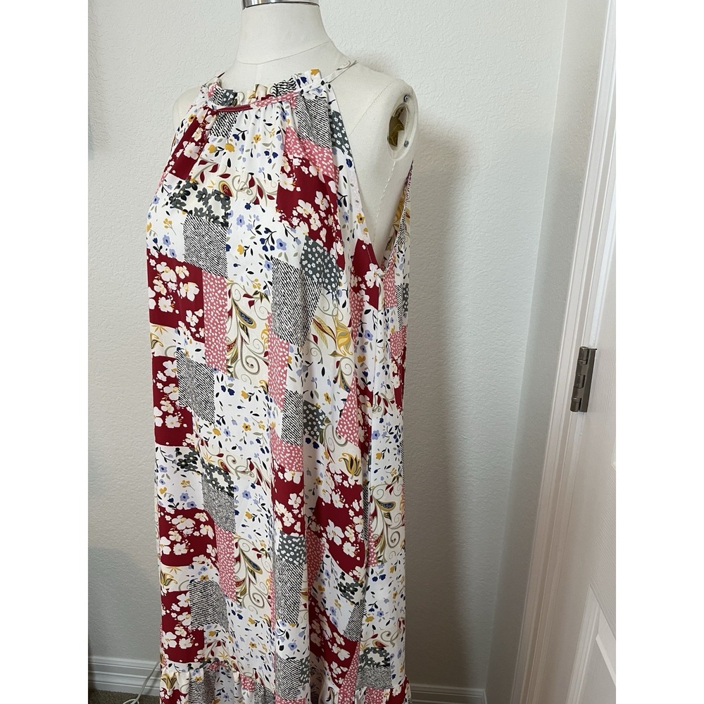 Easel Patchwork Floral Patchwork Maxi Dress Boho … - image 3